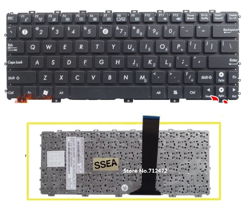 Новая английская клавиатура SSEA для ноутбука ASUS Eee PC 1025C X101 X101H X101CH черная без