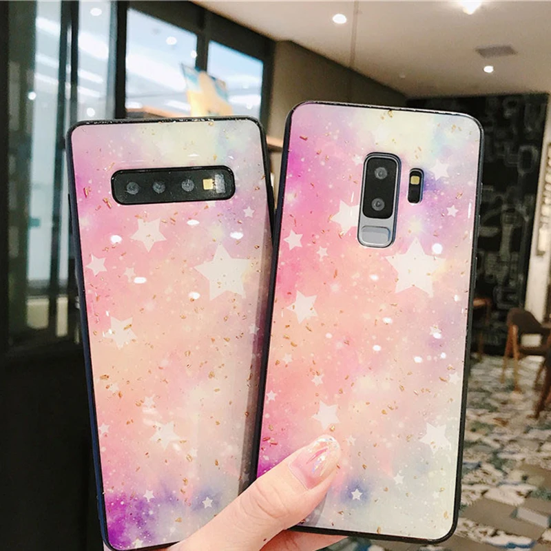 YHBBCASES чехол из золотой фольги для samsung Galaxy S10 Plus Модный со звездами S8 S9 N8 с