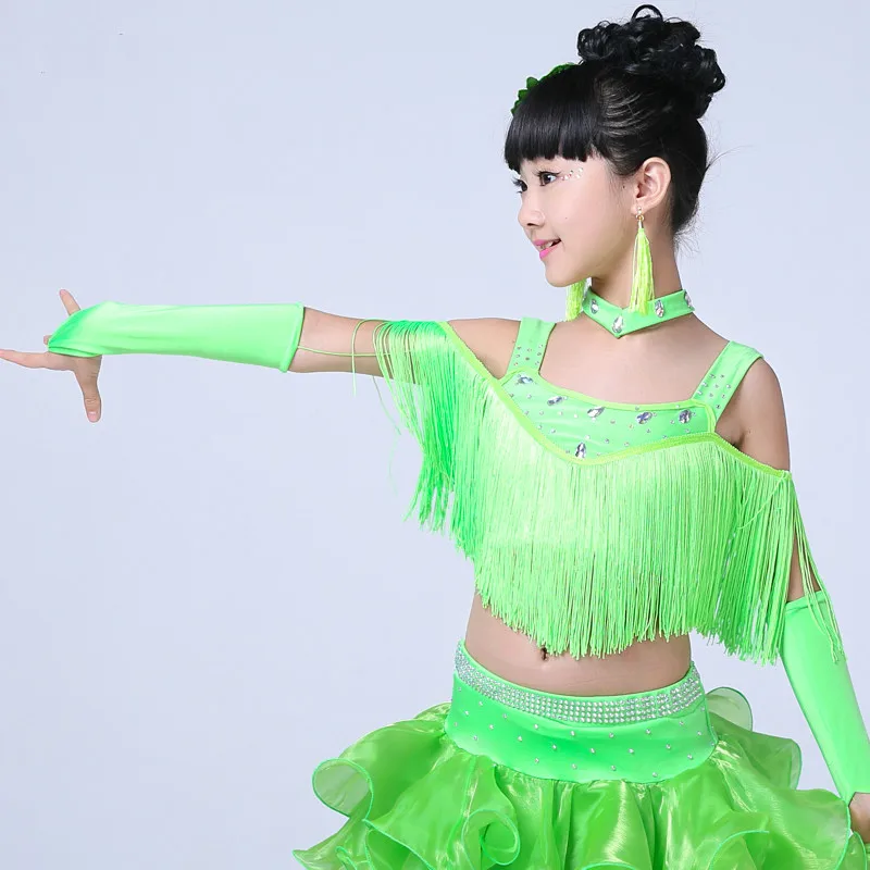 Женский костюм для латиноамериканских танцев бальное платье с бахромой юбка