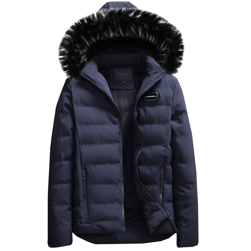 TANGNEST/2019 г. новое поступление зимняя куртка Для мужчин теплые однотонные Цвет пальто шапка Съемная