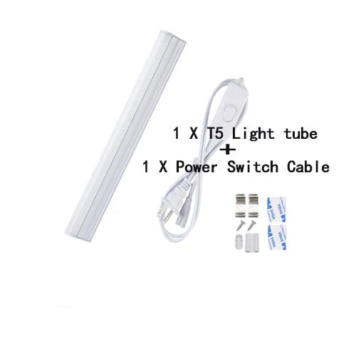 1pcs 30 см T5 светодиодный ламповый светильник AC 85V~ 265V 6500K флуоресцентные лампы, трубы холодный белый светильник Соединительный шнур+ Кабель выключателя питания - Испускаемый цвет: 1pcs