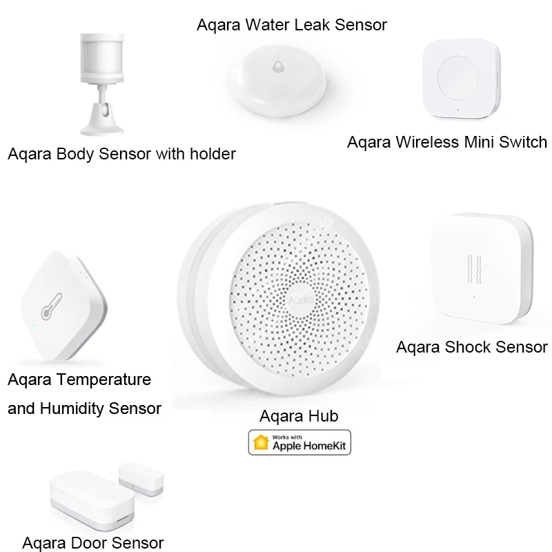 7pcs in Pack Xiaomi Aqara набор умный дом комплекты шлюз концентратор двери окна датчик удара тела датчик беспроводной переключатель датчик воды для Apple Homekit - Цвет: 7pcs in Pack