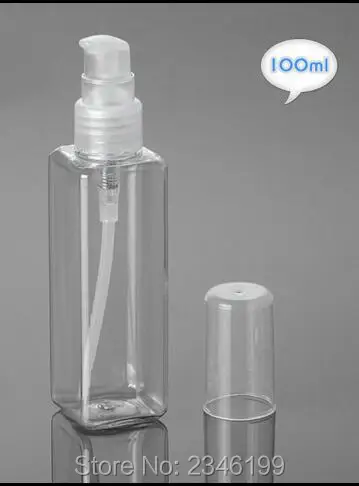Пластиковая Квадратная бутылка 100 мл с прессованным насосом для лосьона пустая
