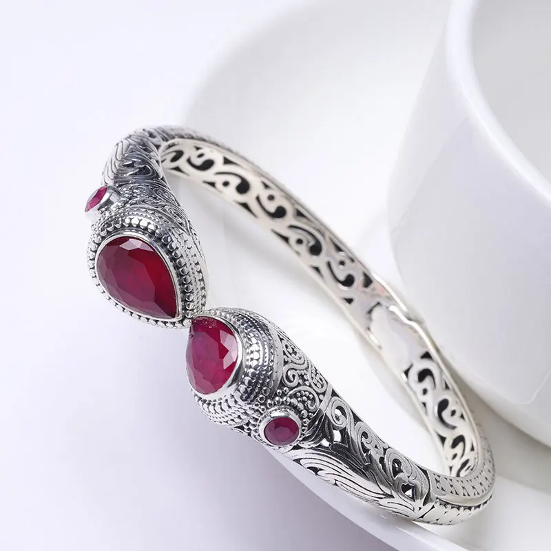 Хит продаж Национальный стиль красные драгоценные камни змеиный браслет тайский