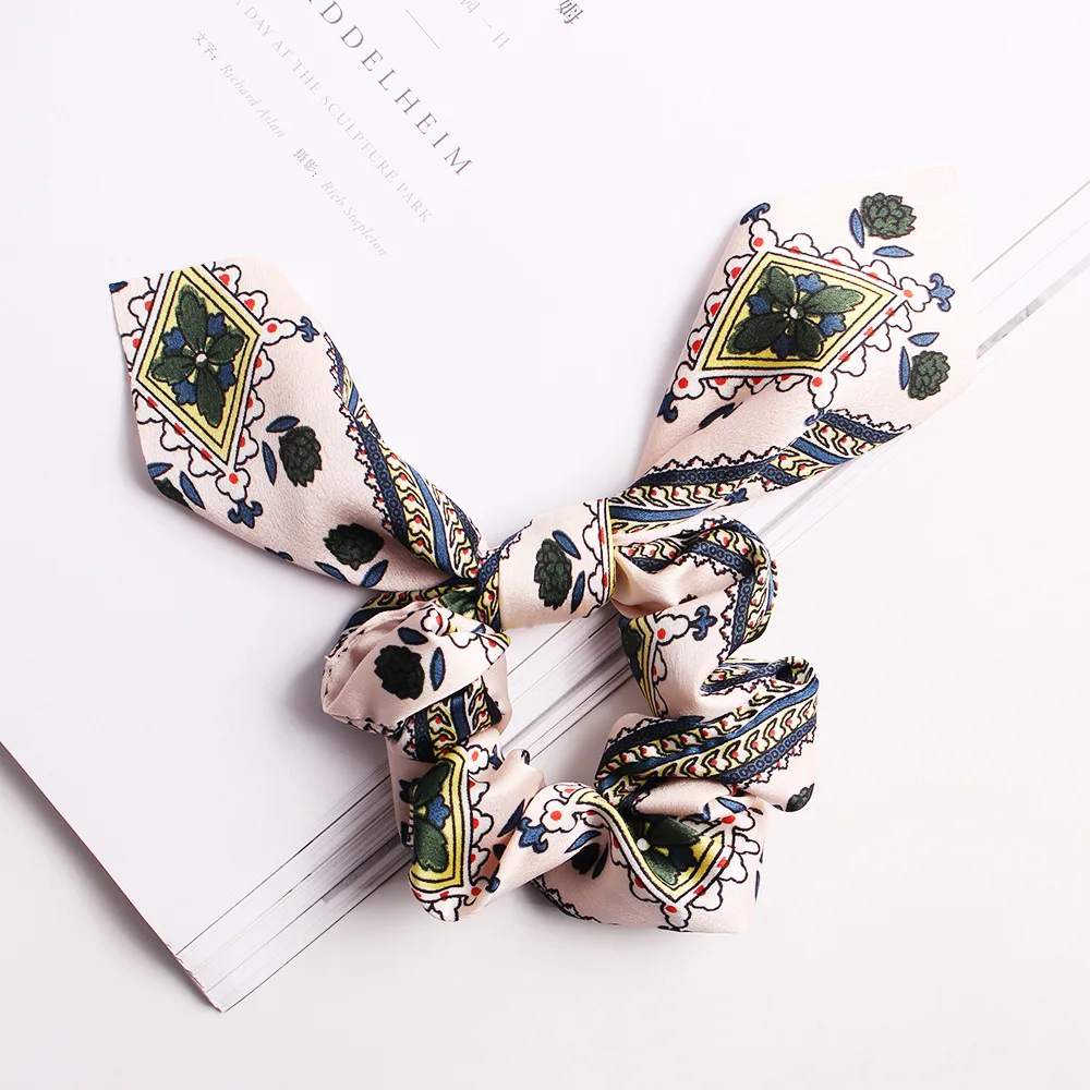 Женские резинки для волос с заячьими ушками и бантиком эластичные корейский