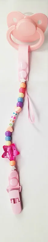 Новинка Ddlg для маленьких девочек, детская соска с зажимом, цепочка и соска для взрослых детей, ABDL Dddy, пустышка с зажимом на цепочке, держатель Cglg - Цвет: Pink1