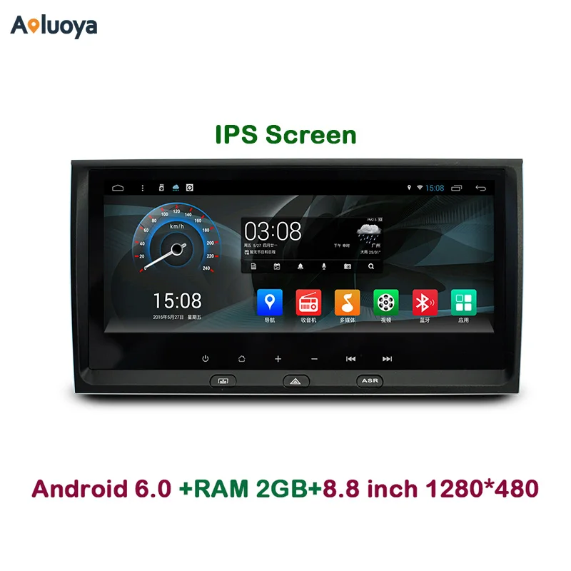 Aoluoya 8.8"IPS 2GB RAM Android 6.0 Car DVD Radio GPS Navigation For AUDI A6 2000-2006 Audio video multimedia mirror link WIFI |
