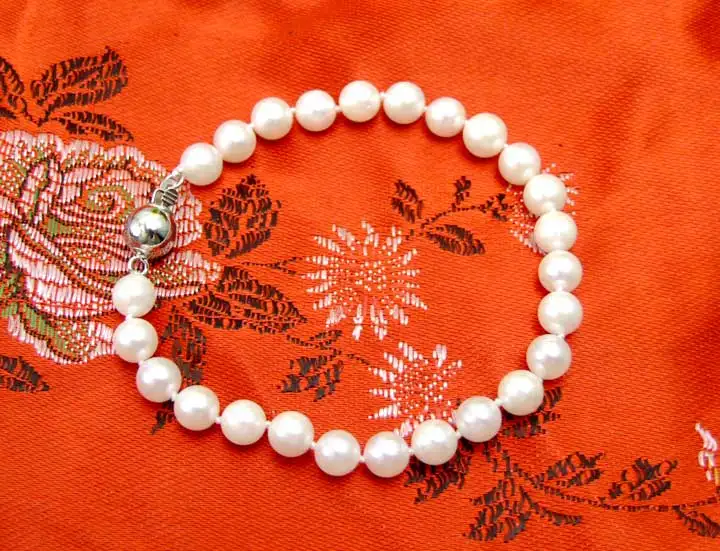Браслет из серебра 925 пробы с натуральным круглым жемчугом|sterling silver|pearl braceletbracelet