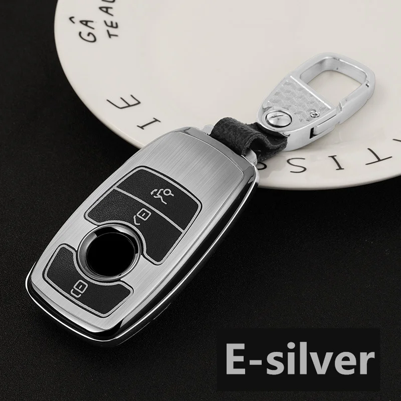 E-silver Luminous Car Key Fob Case Protective Cover Black For Mercedes-Benz W177 W205 W213 W222 A205 A217 A238 S205 S213 C205 C217 C238 - Название цвета: E-silver