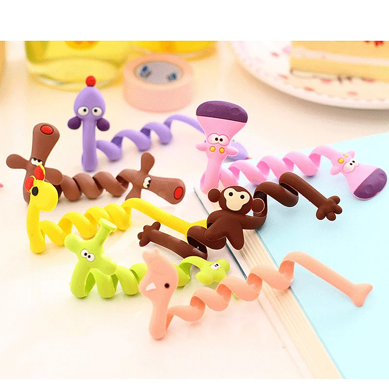 

6pcs Korean fashion lovely Cute Cartoon Cable Long wire Winder Earbud Silicone Cable Cord Holder Cable Organizer