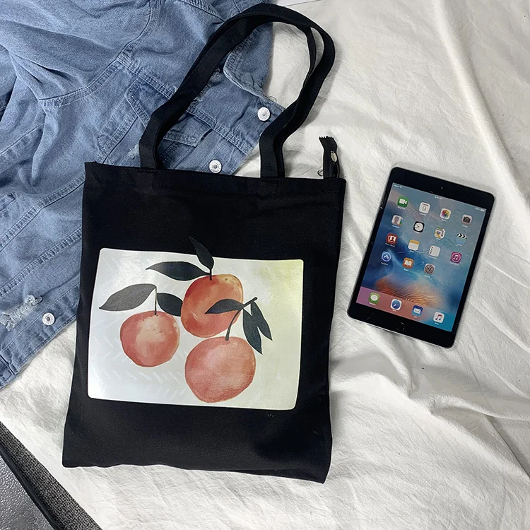 

Fashion Fruit Printing Abstract Women Canvas Bags Shoulder Bags 2020 New Arrival Female Casual Soft Zipper Canvas Handbags