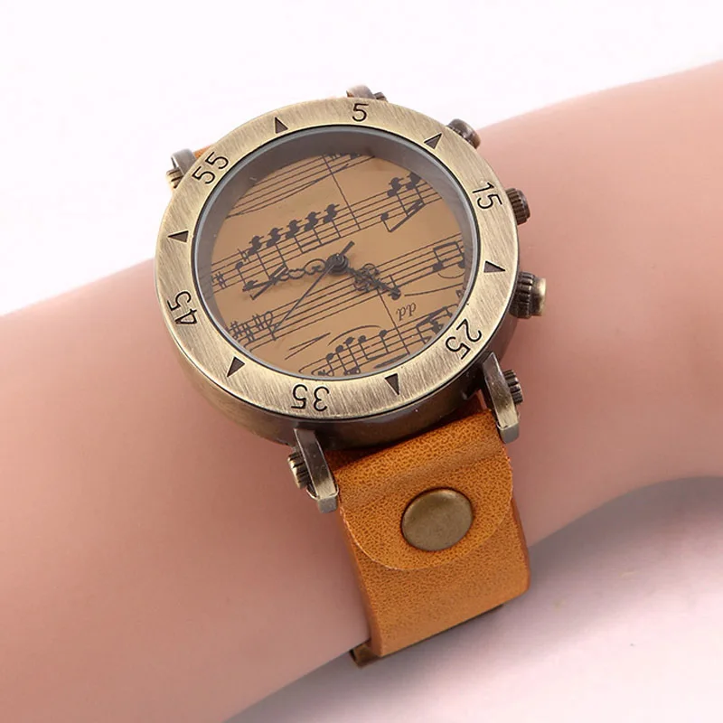 

Retro Wristwatch Creative Musical Notes Bronze Wrist Watch Punk Watches LXH