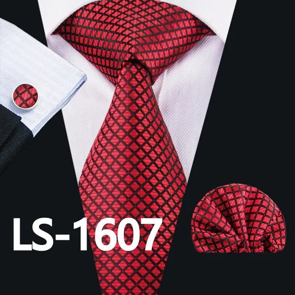 LS1607 LS-1610 Barry. Wang Мужской галстук шелк жаккардовый тканый галстук носовой платок Запонки Наборы для формальных Свадебная деловая вечеринка - Цвет: LS1607