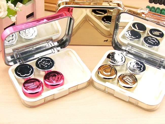 Высокое качество двойной контейнер чехол для контактных линз с зеркалом цветной