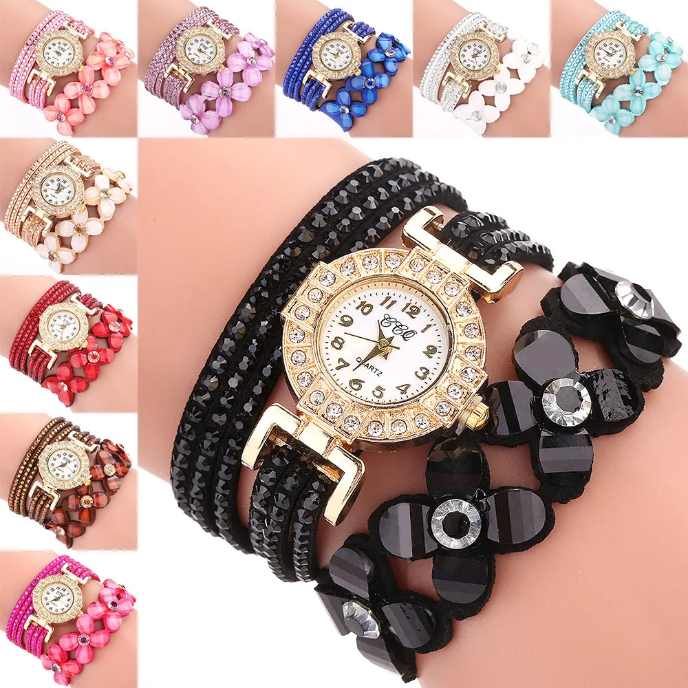 CCQ Reloj Mujer Часы с цветами Женева Модный стильный кварцевый браслет женские часы