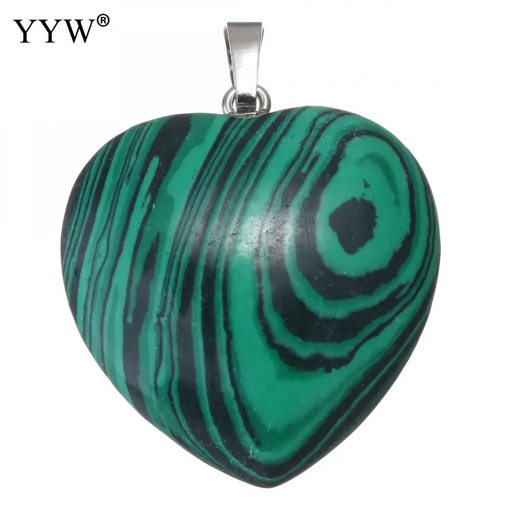 malachite Натуральный кристалл любовь подвески в форме сердца для любовника драгоценный камень каменный розовый кварц тигровый глаз лазурит заживляющий Шарм Подвески ювелирные изделия - Окраска металла: malachite
