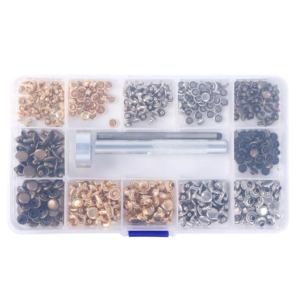 Новые 240 шт. кожаные заклепки с двойной крышкой для сумок ремни 3 вида цветов 2