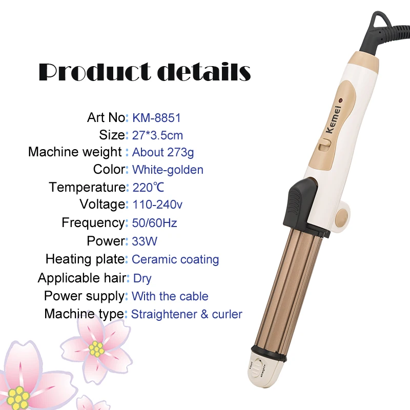 Выпрямитель для волос Kemei складной утюжок с керамическим покрытием Плойка