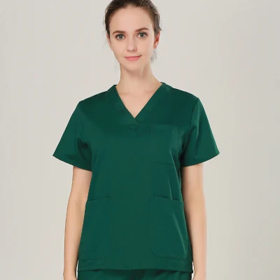 women Dark green Женские медицинские наборы высокого качества размера плюс с v-образным вырезом, летние мужские с коротким рукавом, униформа медсестры, больничная одежда, хирургические наборы с эффектом потертости - Цвет: women Dark green