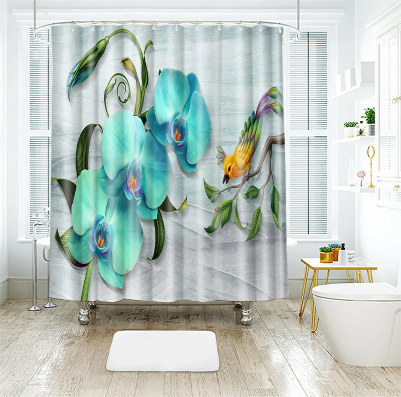 Картина маслом стиль птичка с цветочным узором Водонепроницаемый душевая