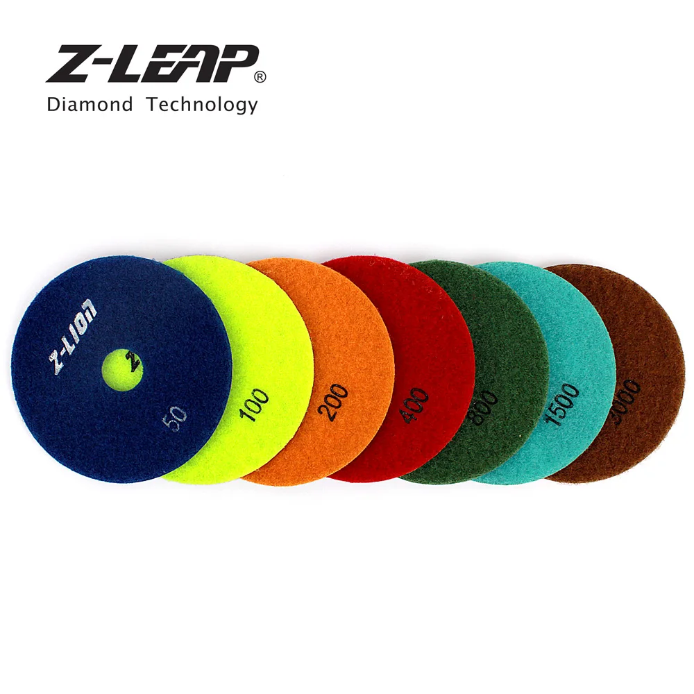Z-LEAP 7 шт./компл. 4 дюйма Алмазные сухие полировальные подложки гибкий алмазный шлифовальный круг с полимерной связкой шлифовальный диск для Гранит Мраморное шлифовальное колесо