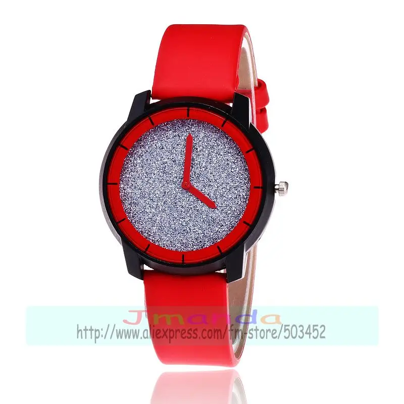 100 шт./лот модные блестящие часы с кожаным ремешком элегантные женские