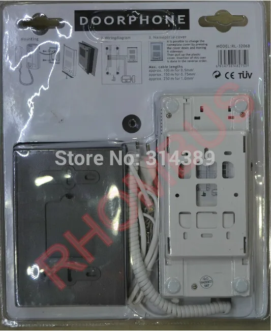

Freeshipping!wired Building interphone doorphone with rain cover.connected by two lines and two lines are exchangeable/FCDB3026B