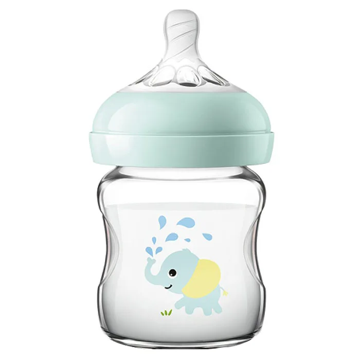Blue 120ML Philips Avent SCF672/SCF674 детская Широкая стеклянная бутылочка для кормления с защитой от примесей Милая коробка Термостойкое стекло 120 мл/240 мл - Цвет: Blue 120ML