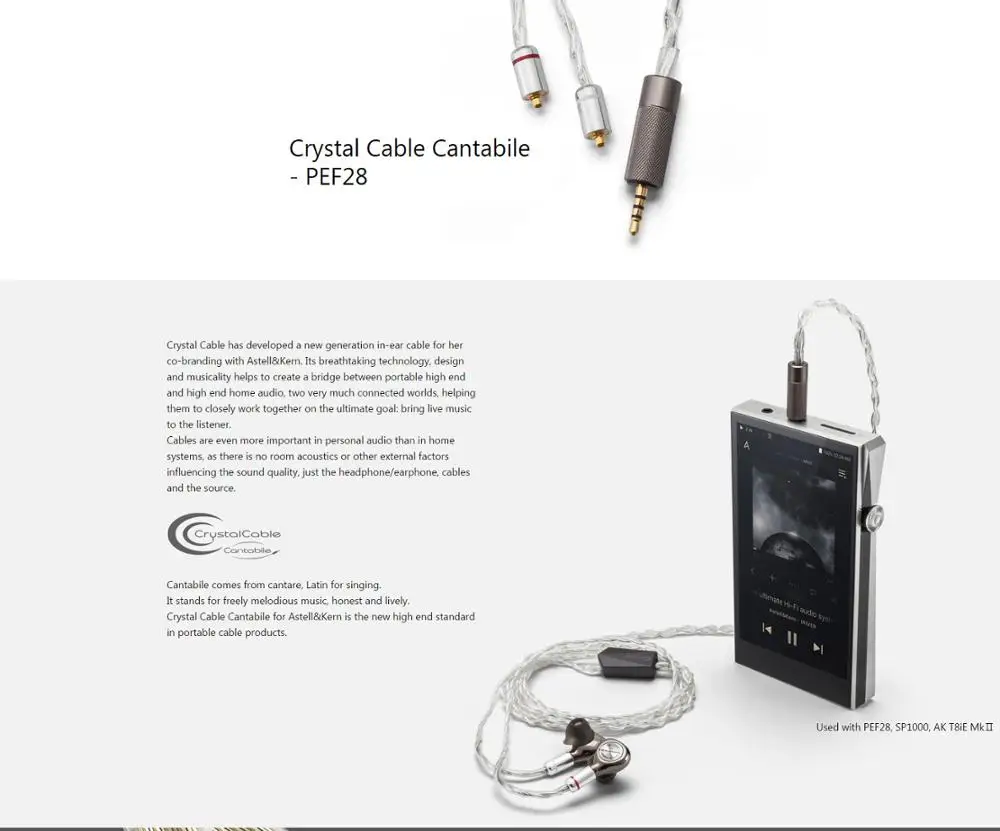 IRIVER Astell& Kern Кристальный кабель PEF28 2,5 мм PEF30 MMCX 3,5 мм в уши обновленный кабель выход кабель для наушников