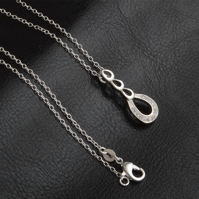 OMHXZJ Wholesale Personality Fashion OL Woman Girl Party Wedding Gift Silver Oval AAA Zircon 925 Sterling Necklace NC33 | Ювелирные