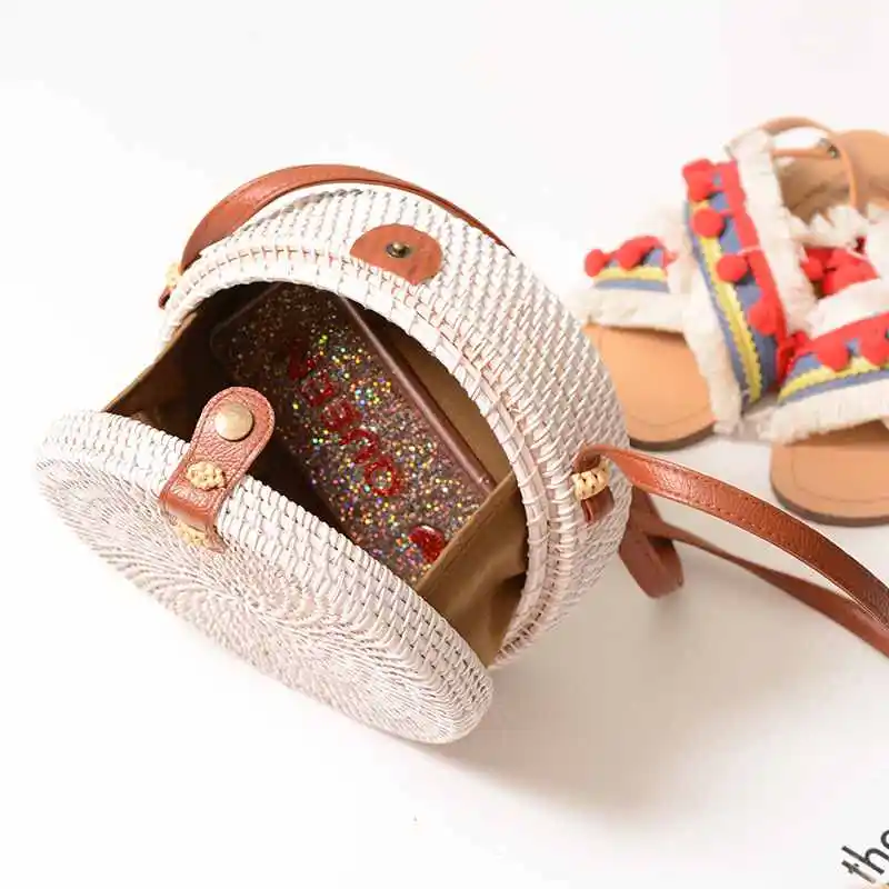 FGGS-летняя Плетеная соломенная сумка из ротанга коричневая черная белая пляжная в