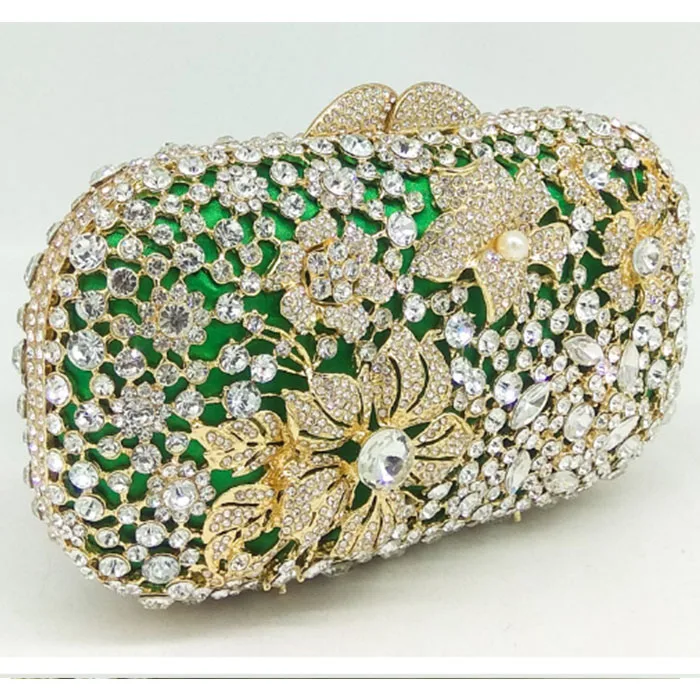 Ручная работа женский зеленый вечерний клатч Кристальный Жесткий Чехол