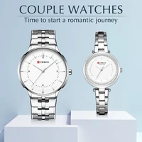 couple watch curren men%e2%80%99s watches top brand luxury quartz watch men and women clock fashion casual lovers watch set for sale