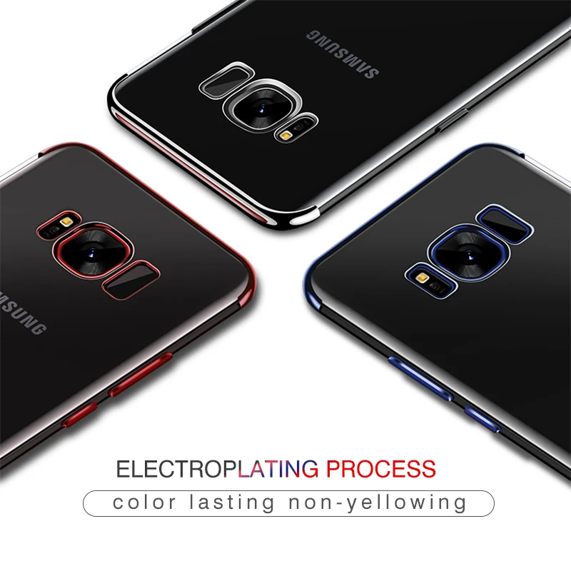 Силиконовый покрытый мягкий чехол TPU для Samsung Galaxy S9 S8 Plus S7 S6 Edge A5 A7 A3 Note 8 A6 2018 блестящая тонкая прозрачная обложка.