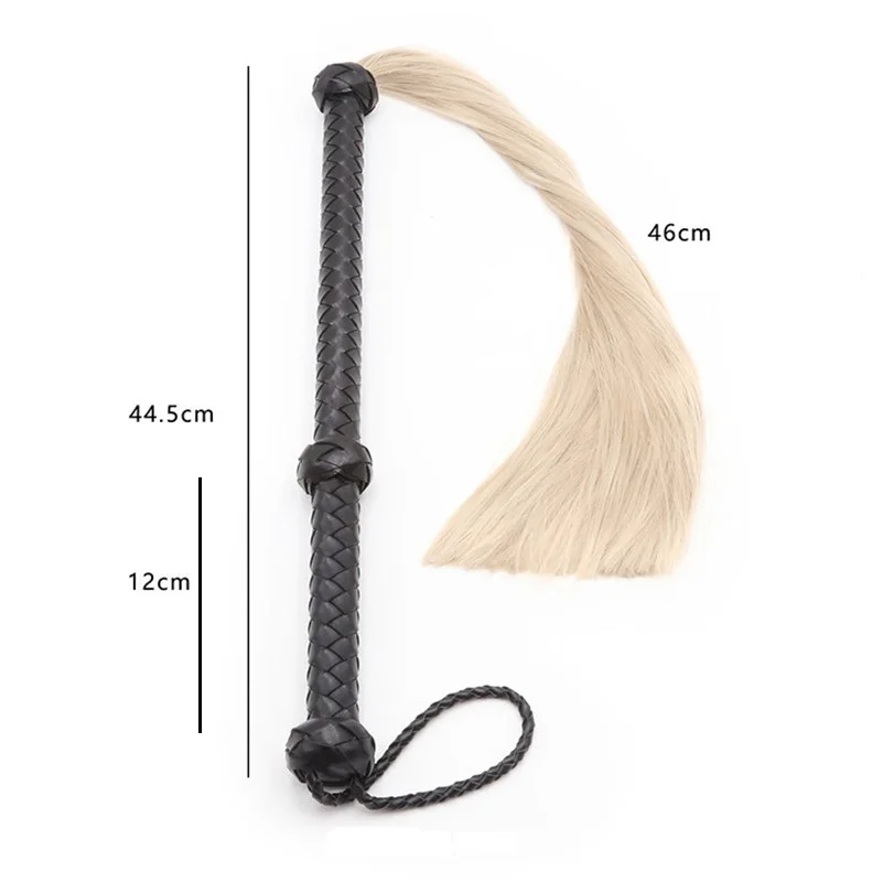 35 дюймов длинные черные кожаные искусственные волосы порка весло для верховой