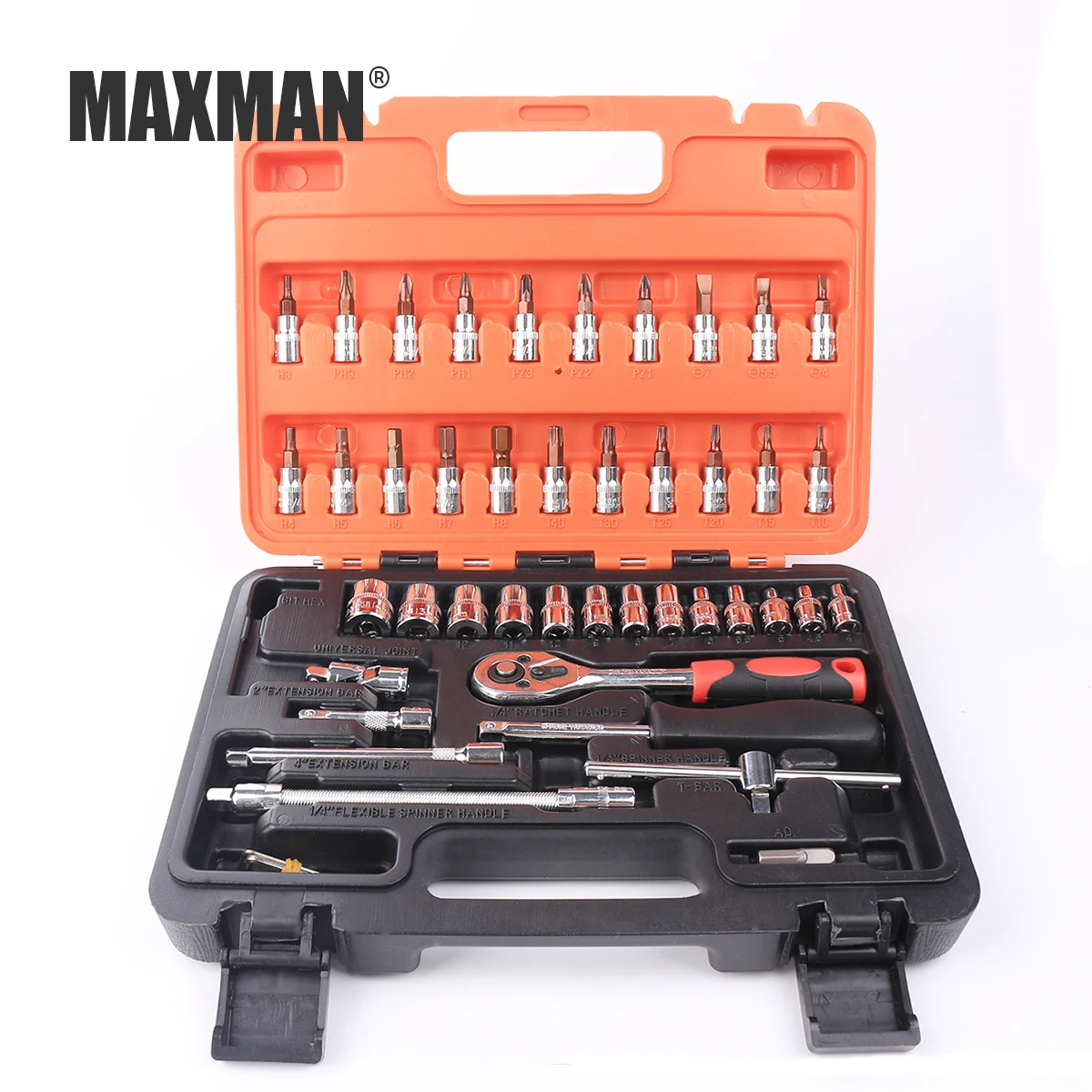 46PCS MAXMAN ручные инструменты Торцевой динамометрический ключ с храповым механизмом удлинитель сверла Инструменты для ремонта автомобилей набор многофункциональных ручных инструментов - Цвет: 46PCS