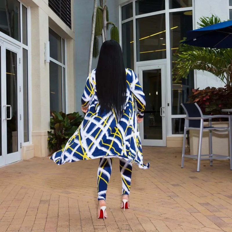 Женский Длинный Тренч с принтом весенний комплект из двух предметов большого