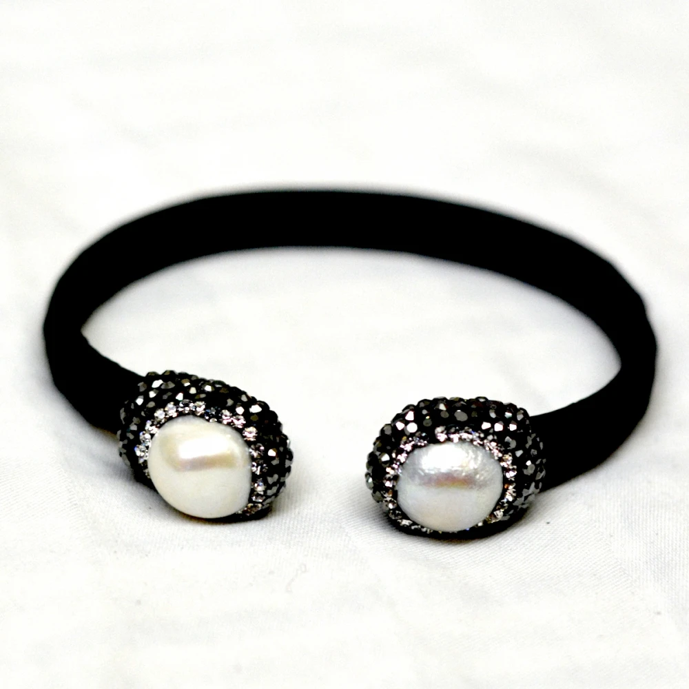 Змеиный Кожаный Браслет манжета Стразы с белыми жемчужинами и кристаллами|leather