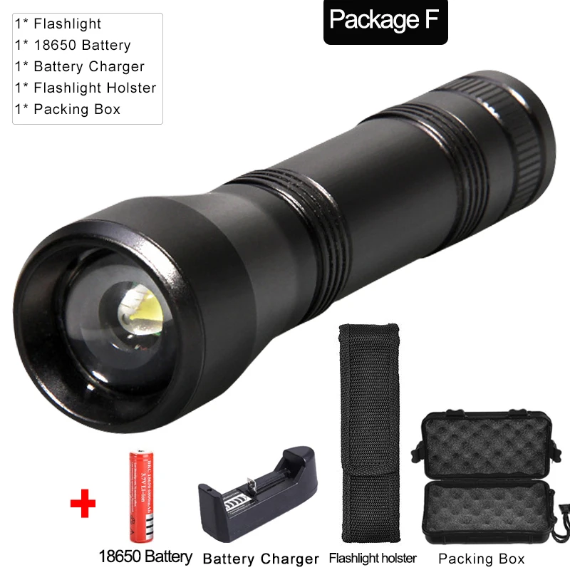 Package F 8000lum Светодиодный УФ фонарик светильник UV светильник L2/T6 белый светильник светодиодный фонарь светодиодный налобный фонарь с приближением, 395nm ультрафиолетовый светильник черный светильник 18650 - Испускаемый цвет: Package F