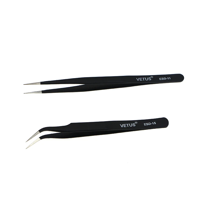 Набор антистатических пинцетов из нержавеющей стали UANME 2 шт./лот для ремонта