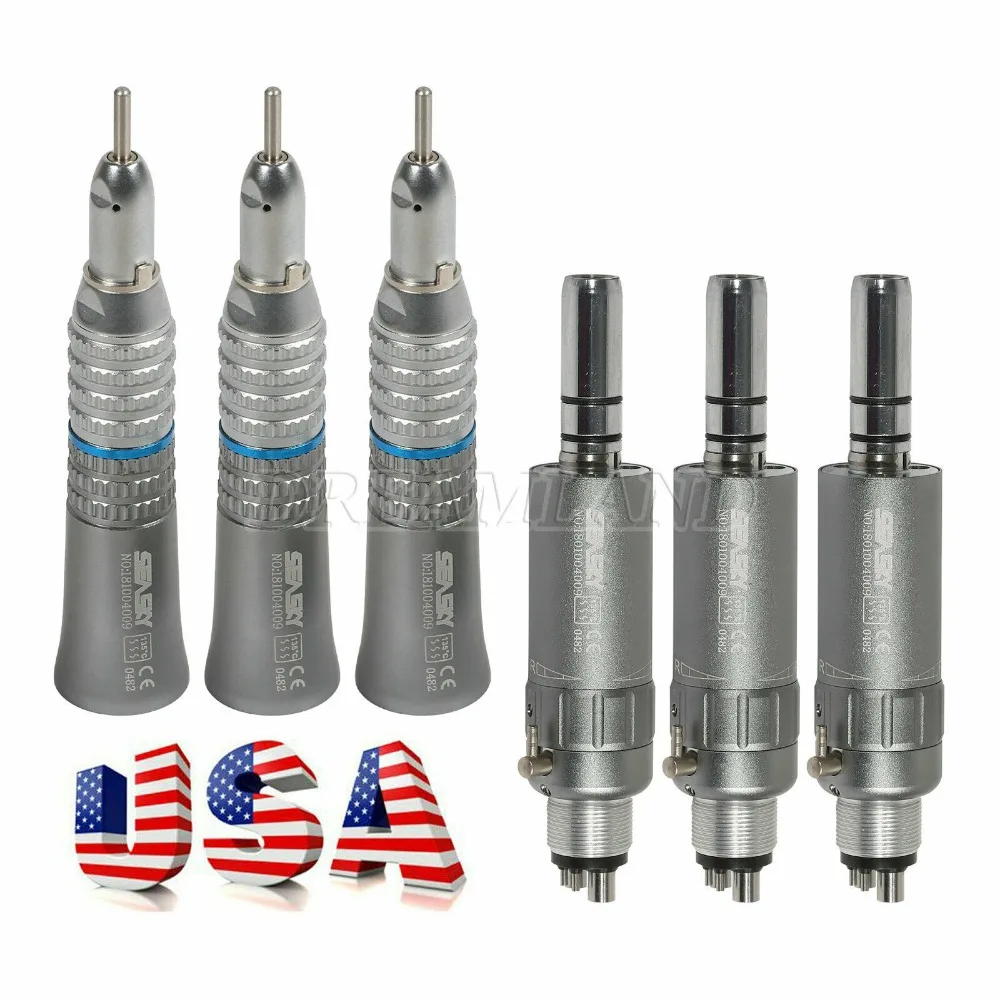 3 x Dental Low Speed Straight Handpiece fit Prophy Angle + 4H Air Motor E-Type