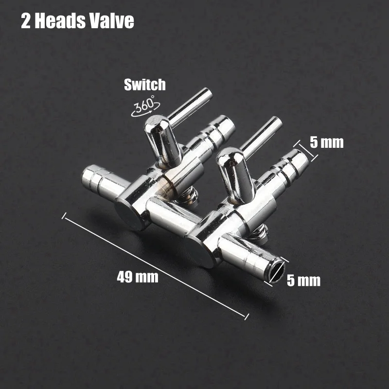2 Heads Valve 5 мм SS аквариумные воздушные разветвители клапан аквариум воздушный насос трубчатый разъем воздушный клапан регулировки громкости кислородный насос регулирующий клапан - Цвет: 2 Heads Valve