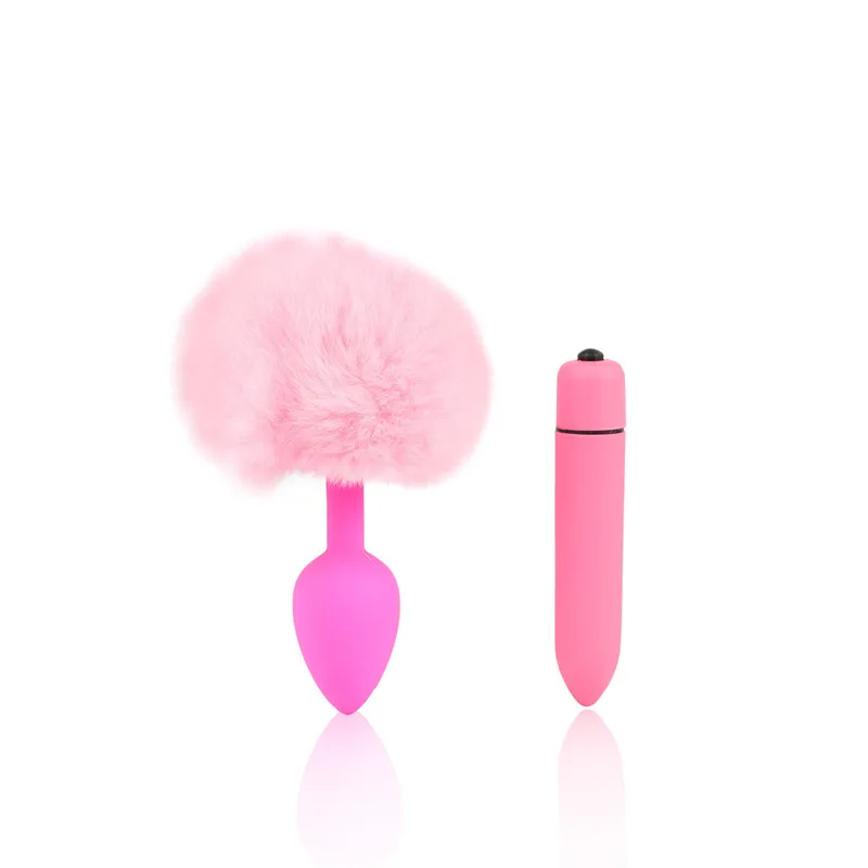 Анальные пробки с хвостом кролика 10 скоростей вибратор пуля Анальная пробка