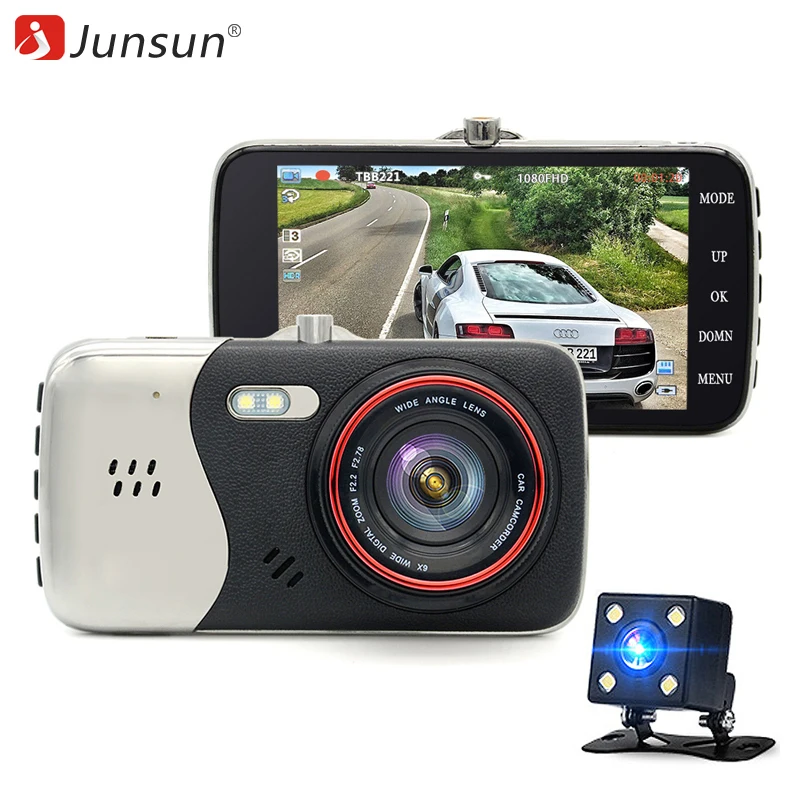 Junsun Даш Cam Автомобильный ВИДЕОРЕГИСТРАТОР Камера Full HD 1080 P Двойной объектив