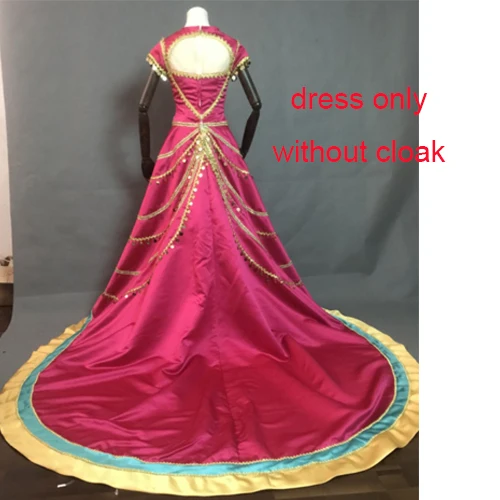 dress only Косплей Сделай Сам Аладдин Принцесса Жасмин маскарадный костюм маскарадное платье Хэллоуин костюм для коронации блесток пальто длинный плащ - Цвет: dress only