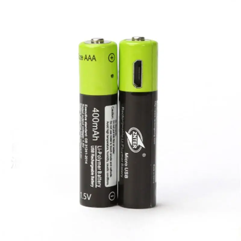 AAA перезаряжаемая батарея Znter 600mah Mirco USB 1,5 v перезаряжаемая литий-полимерная батарея с зарядным кабелем