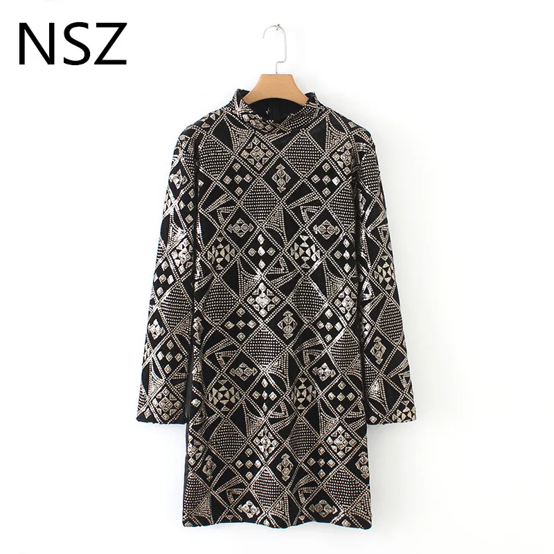 Женское черное платье с блестками в национальном стиле сексуальное облегающее