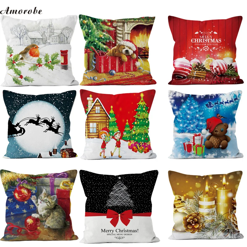 Christmas Decoration for Home Christmas Pillow Case New Year Decoration Santa Claus Plus Pillow Cover