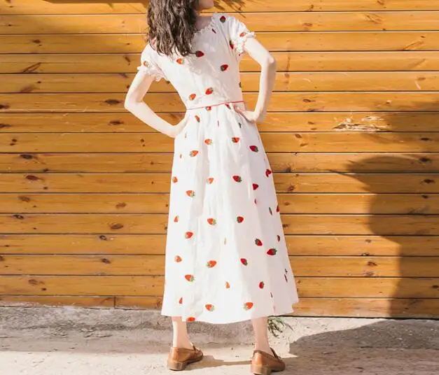 2021 летние хлопковые восстанавливающие древние путь высокой талии Клубничная