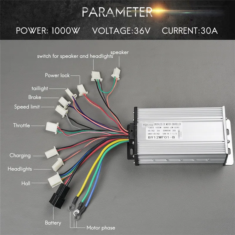 Аксессуары для электронного велосипеда 36 в 1000 Вт 12 Mosfet BLDC контроллер скорости